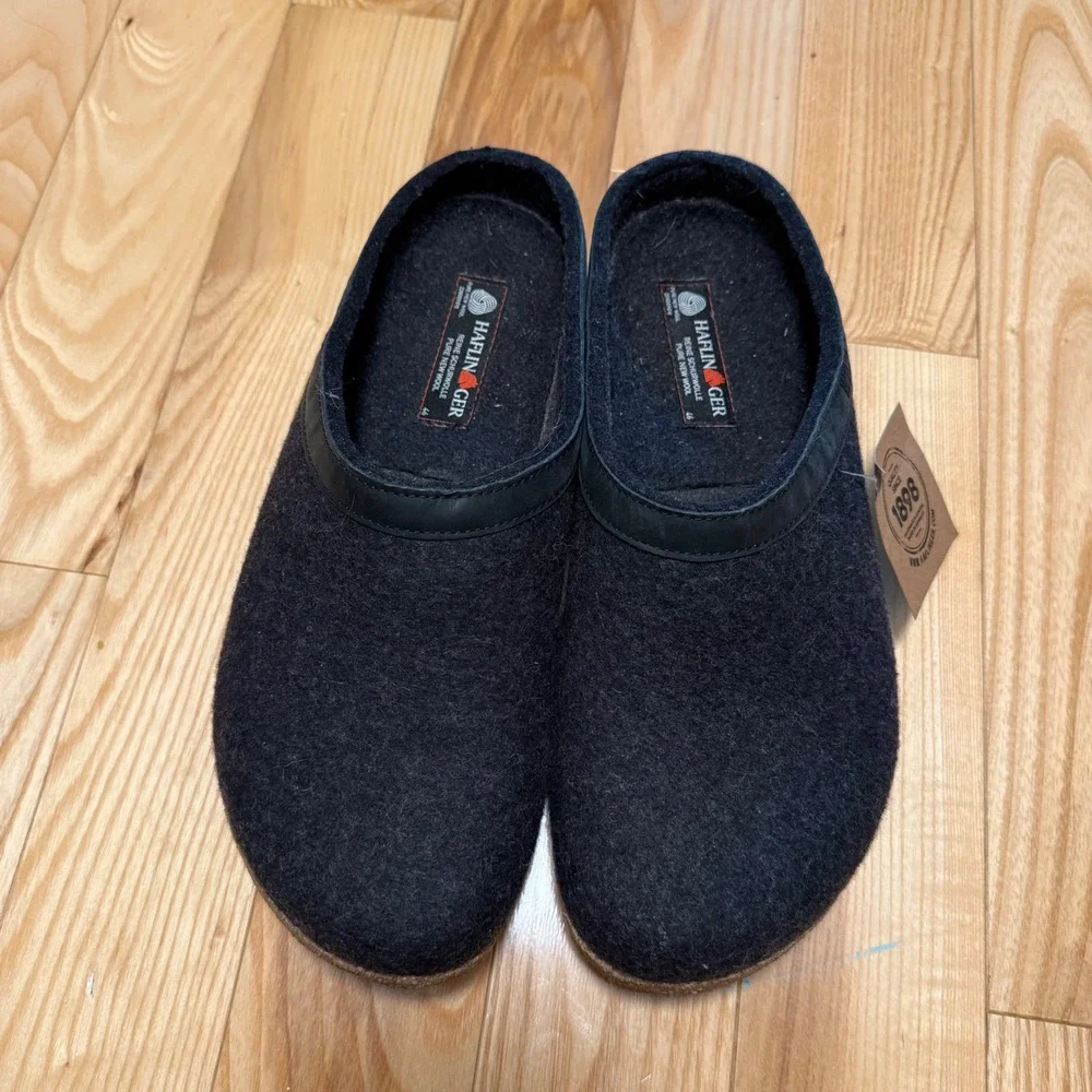 Haflinger GZL Leather Trim Wool Clogs Hard Sole Slippers EU 46 US Men's 13